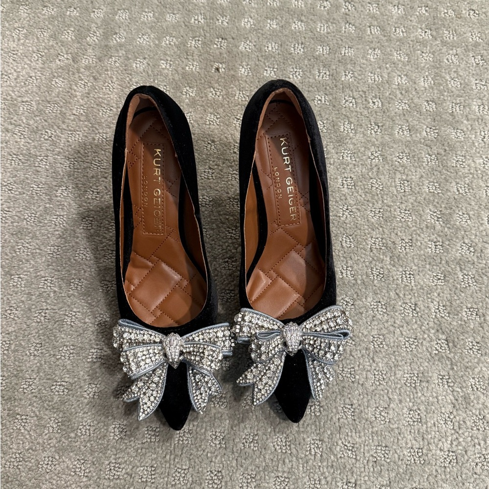 Kurt Geiger Black Heels with Sparkling Bow